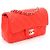Chanel Mini Borsa a Spalla e Borsa Crossbody New Classic Flap CC in Agnello con Catena Argentata Rosso - vista 10