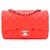 Chanel Mini Borsa a Spalla e Borsa Crossbody New Classic Flap CC in Agnello con Catena Argentata Rosso - vista 9