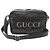 Gucci Borsa a tracolla messenger in pelle nera con stampa logo Nero