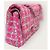Chanel Borsa a tracolla con catena media classica in tweed rosa e argento - vista 4
