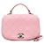 Chanel Bolsa de alça superior com aba acolchoada em pele de cordeiro rosa