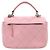 Chanel Bolsa de alça superior com aba acolchoada em pele de cordeiro rosa - vista 3