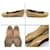 Tory Burch Chaussures plates en cuir verni marron et or  - vue 7