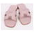 Hermès Oran Damen Hausschuhe Hellrosa Pink - Ansicht 3