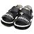 Burberry Sandali unisex per bambini in pelle nera e bianca con logo - vista 3