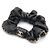 Chanel Cerchietto scrunchie in pelle nera con catena CC dorata Nero - vista 2