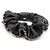 Chanel Cerchietto scrunchie in pelle nera con catena CC dorata Nero - vista 5