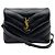 Saint Laurent Mini borsa a tracolla Lulu Toy in pelle di vitello nera con monogramma dorato Nero