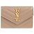 Saint Laurent Portafoglio piccolo con patta Monogram in pelle liscia trapuntata Grigio polveroso Marrone