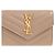 Saint Laurent Portafoglio piccolo con patta Monogram in pelle liscia trapuntata Grigio polveroso Marrone - vista 7