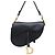 Saddle Dior Borsa a tracolla in pelle nera Argento