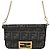 Fendi Borsa Baguette Mini FF Jacquard con catena Nero