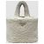 Prada Wool Cashmere Shearling Triangle Logo Tote Bag Elfenbein Weiß - Ansicht 2