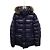 Moncler Pull Cluny acolchoado de pele de guaxinim brilhante azul marinho