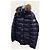 Moncler Pull Cluny acolchoado de pele de guaxinim brilhante azul marinho - vista 2