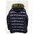 Moncler Pull Cluny acolchoado de pele de guaxinim brilhante azul marinho - vista 4