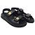 Chanel Sandali con velcro con fascia in pelle e patch con scritte nere Nero