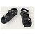 Chanel Sandali con velcro con fascia in pelle e patch con scritte nere Nero - vista 3
