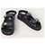 Chanel Sandali con velcro con fascia in pelle e patch con scritte nere Nero - vista 4