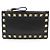 Valentino Schwarzes Leder-Kartenetui mit Gold-Rockstud-Reißverschluss