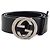 Gucci Cinturón para hombre de cuero negro con logotipo entrelazado