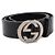 Gucci Cinturón para hombre de cuero negro con logotipo entrelazado - vista 3