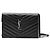 Saint Laurent Bolso de hombro tipo sobre con cadena y herrajes plateados Negro