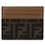 Fendi Tarjetero plano en tejido jacquard FF marrón Castaño