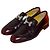 Hermès Mocasín Paris con hebilla plateada burdeos Roja