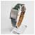 Hermès Montre Heure pour Femme Petit Modèle Argentée avec Diamants et Bracelet Alligator Vert  - vue 5