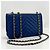 Chanel Borsa a tracolla CC Lambskin WOC con motivo Chevron e catena Blu - vista 5