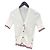 Thom Browne Kurzärmeliger Zopfstrick-Cardigan weiß