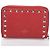Valentino Red Leather Rockstud Zip Wallet - view 6