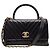 Chanel Medium Black Vintage Calfskin Chevron Coco Handle Nero