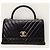 Chanel Medium Black Vintage Calfskin Chevron Coco Handle Nero - vista 2