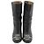 Chanel Mid Boots aus schwarzem Leder mit goldfarbenem CC-Logo