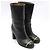 Chanel Mid Boots aus schwarzem Leder mit goldfarbenem CC-Logo - Ansicht 3