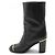Chanel Mid Boots aus schwarzem Leder mit goldfarbenem CC-Logo - Ansicht 4