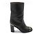 Chanel Mid Boots aus schwarzem Leder mit goldfarbenem CC-Logo - Ansicht 5