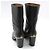 Chanel Mid Boots aus schwarzem Leder mit goldfarbenem CC-Logo - Ansicht 6