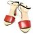 Fendi Sandali da donna in pelle rossa con bordatura in raso multicolore