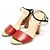 Fendi Sandali da donna in pelle rossa con bordatura in raso multicolore - vista 3