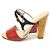 Fendi Sandali da donna in pelle rossa con bordatura in raso multicolore - vista 4
