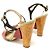 Fendi Sandali da donna in pelle rossa con bordatura in raso multicolore - vista 5