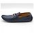 Louis Vuitton Mocassini Hockenheim con logo LV dorato e blu navy - vista 3