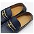 Louis Vuitton Mocassini Hockenheim con logo LV dorato e blu navy - vista 9