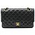 Chanel Borsa a Spalla Classic Medium in Pelle di Agnello Nera e Oro Nero