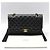 Chanel Borsa a Spalla Classic Medium in Pelle di Agnello Nera e Oro Nero - vista 2