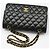 Chanel Borsa a Spalla Classic Medium in Pelle di Agnello Nera e Oro Nero - vista 3