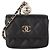 Chanel Portacarte CC Caviar Flap Gold Pearl Chain Necklace Nero